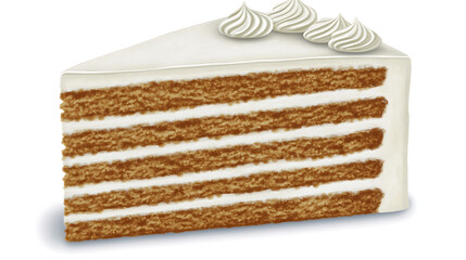 Fototapeta premium Layered cake slice with whipped cream