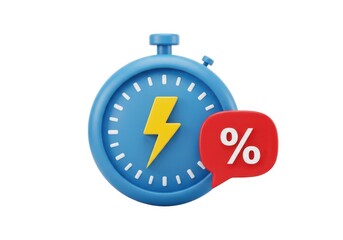 Quick savings timer with percentage discount illustration isolated on white background