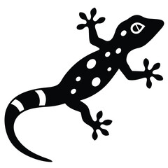 A vector silhouette of a gecko climbing a wall, its toes gripping