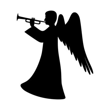 recommend clip art: Silhouette Angel Playing Trumpet - Vector Graphic