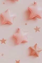 Pink and Gold Stars on Pastel Background