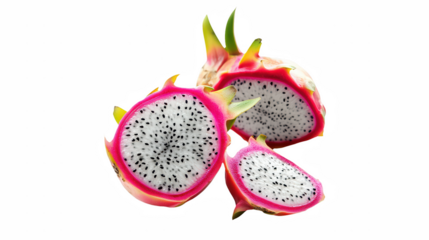 a close up of a half of a dragon fruit on a transparent background, PNG image, PNG file, Generative art.