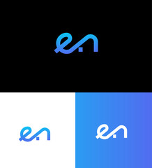 Modern Blue Gradient EN Monogram Logo Design Variations