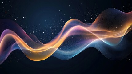 Abstract Glowing Wave of Particles on Dark Background