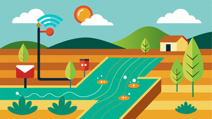 Soil Moisture Mapping IoT sensors can create detailed maps of soil moisture levels across a farm allowing farmers to target irrigation to areas where it is needed most.. Vector illustration