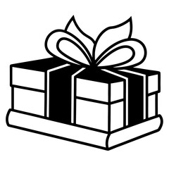 silhouette of a gift being wrapped with a ribbon on a table