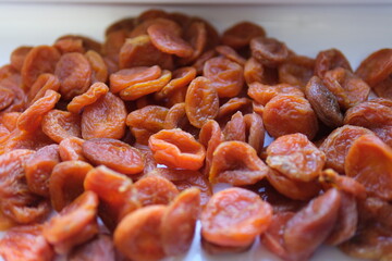 Dried Apricots Heap Close Up Orange Texture