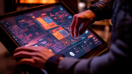 Person Interacting With Futuristic Digital Interface