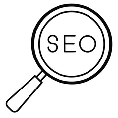 magnifying glass with SEO