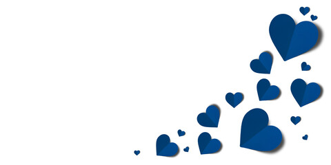 blue paper hearts isolated on transparent background. Valentine's day.