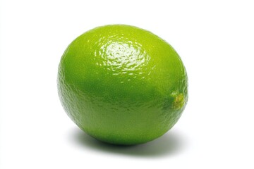 Fresh green lime fruit, close up, isolated on white background