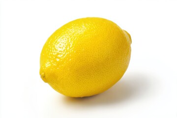 Single ripe lemon fruit isolated on white background