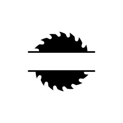 A circular saw blade. Vector logo template with two half sawblade. Isolated illustration on white background.