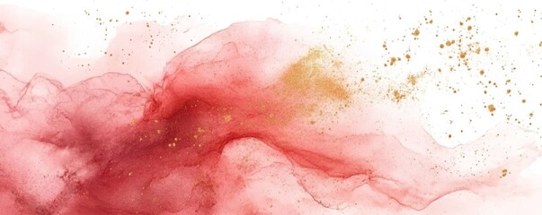 Obraz premium Ethereal Watercolor Painting in Pink and Gold, Defined by its Flowing, Organic Lines and Rich Textural Depth
