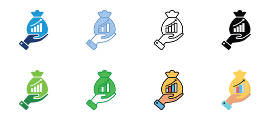 Profit Icons Set Vector Multiple Style Collection