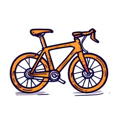 Fototapeta premium Stylized Orange Road Bike, Cartoon Illustration, Isolated.