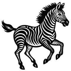 Obraz premium Black and White Zebra Illustration Running Graphic