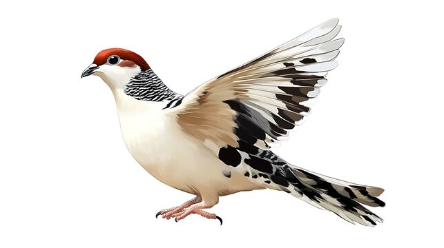 Partridge Bird Illustration With Open Wings Isolated On White Background Detailed Wildlife Art For Design And Decoration