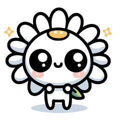 Naklejka premium Cute cartoon daisy with happy mood being adorable on transparent background