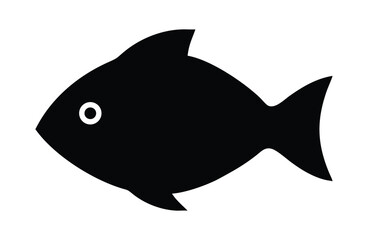 Simple Black Fish Silhouette Against White Background