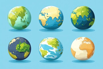 Fototapeta premium Varied depictions of the Earth, showcasing diverse views