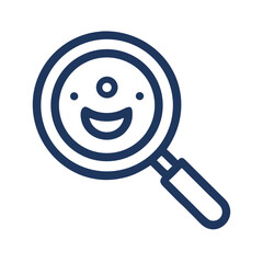 Magnifying Glass with Smile Icon Representing Positive Search or Friendly Discovery