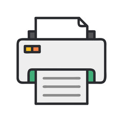 Printer Icon Representing Document Output Device and Printing Function