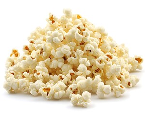A large pile of popped and fluffy white popcorn on display