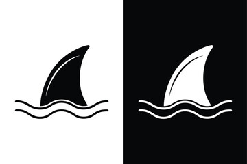 Moving Shark Fin Illustration. Clean Silhouette Vector Design