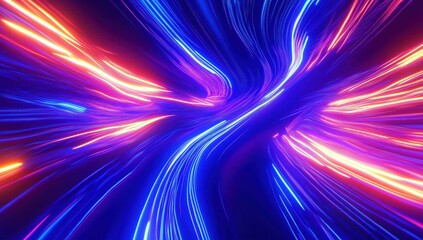 Dynamic Blue and Purple Light Trails Creating a Vivid Motion Effect on a Dark Background