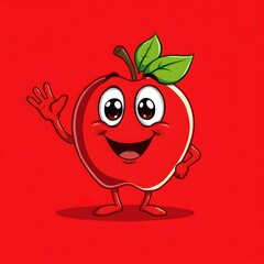 red apple with a smile