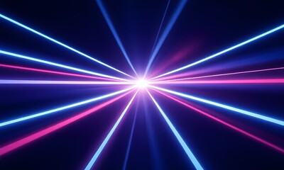 Blue and pink rays of light emanating from bright white center.