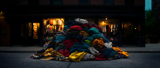 A Mountain of Colorful Clothing on the Street
