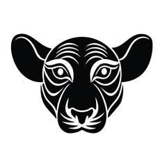 Cute animals head set with single tribal tattoo designs includes vector illustrations of black and white cats, tigers, lion dogs, bears, pigs, and foxes