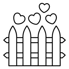 Garden fence with hearts line art vector