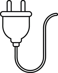 Electric Plug Outline Icon Line Art Drawing | Power, Energy & Connection Symbol Vector