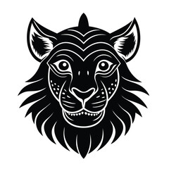 Cute animals head set with single tribal tattoo designs includes vector illustrations of black and white cats, tigers, lion dogs, bears, pigs, and foxes