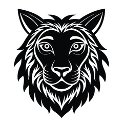 Cute animals head set with single tribal tattoo designs includes vector illustrations of black and white cats, tigers, lion dogs, bears, pigs, and foxes