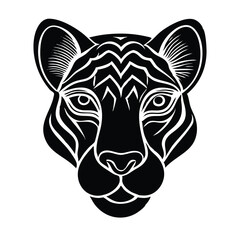 Cute animals head set with single tribal tattoo designs includes vector illustrations of black and white cats, tigers, lion dogs, bears, pigs, and foxes