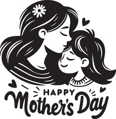 Happy Mother's Day silhouette. Mother with child holding vector illustration. Mother's Day icon design.