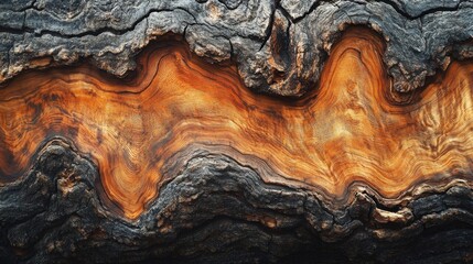 Obraz premium Close-Up of Weathered Wood Texture with Brown and Orange Hues