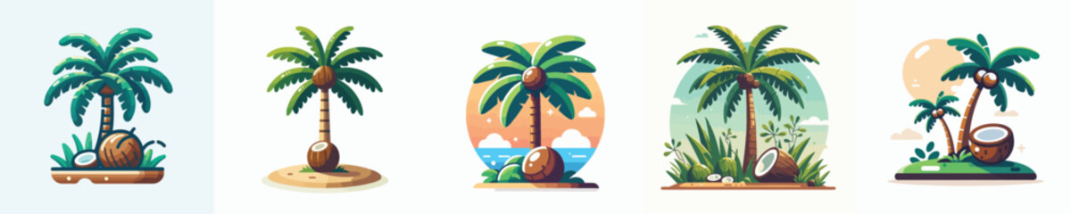 Obraz premium Vector of a coconut tree.
