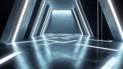 Obraz premium Futuristic Neon Corridor: A Digital Art Exploration