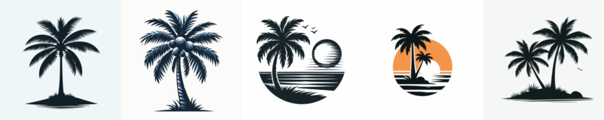 Vector of a coconut tree silhouette.