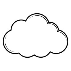 Vector silhouette of a single cloud with soft, layered edges and smooth curves 