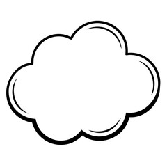 Vector silhouette of a single cloud with soft, layered edges and smooth curves 