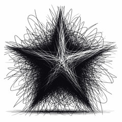 Obraz premium Abstract Black and White Star with Swirling Lines 