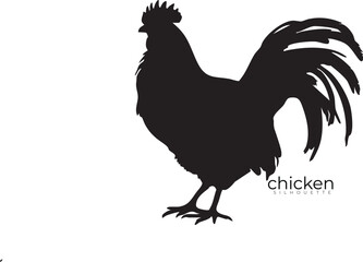 Chicken Silhouette Vector – Farmyard Animal Outline for Poultry-Themed Art, Country Lifestyle Graphics, and Agricultural Illustrations