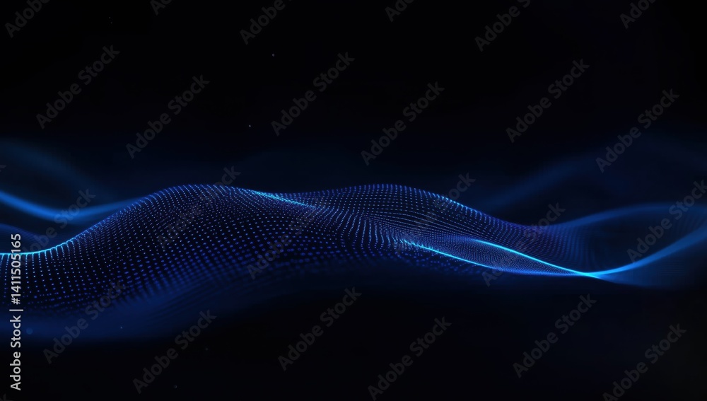 Canvas Prints mesmerizing blue waves flowing through a dark background with ethereal light effects