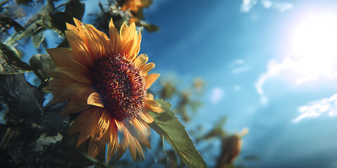 Light Leak Photo Effect Over a Sunflower and Abstract Background Wallpaper for Creative Designs, Photography Branding, or Summer Promotions